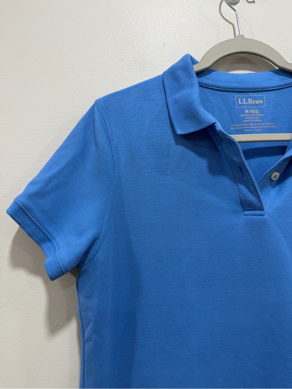 L.L.Bean Women’s Blue Polo Shirt Short Sleeve 100% Cotton Classic Fit Medium - Picture 3 of 5